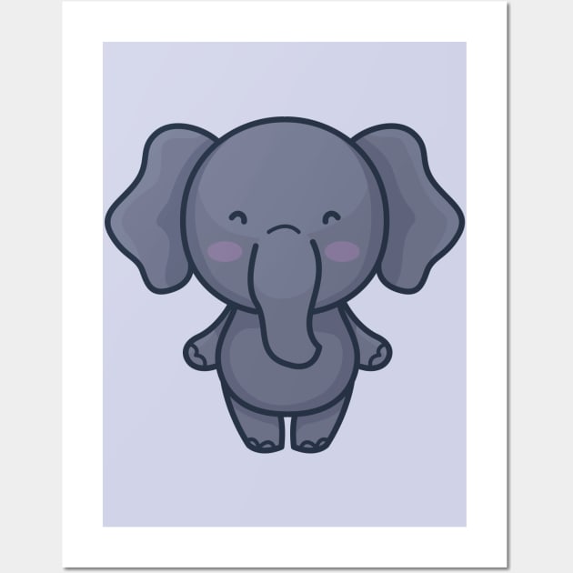 Cute Baby Elephant Cartoon Wall Art by SLAG_Creative